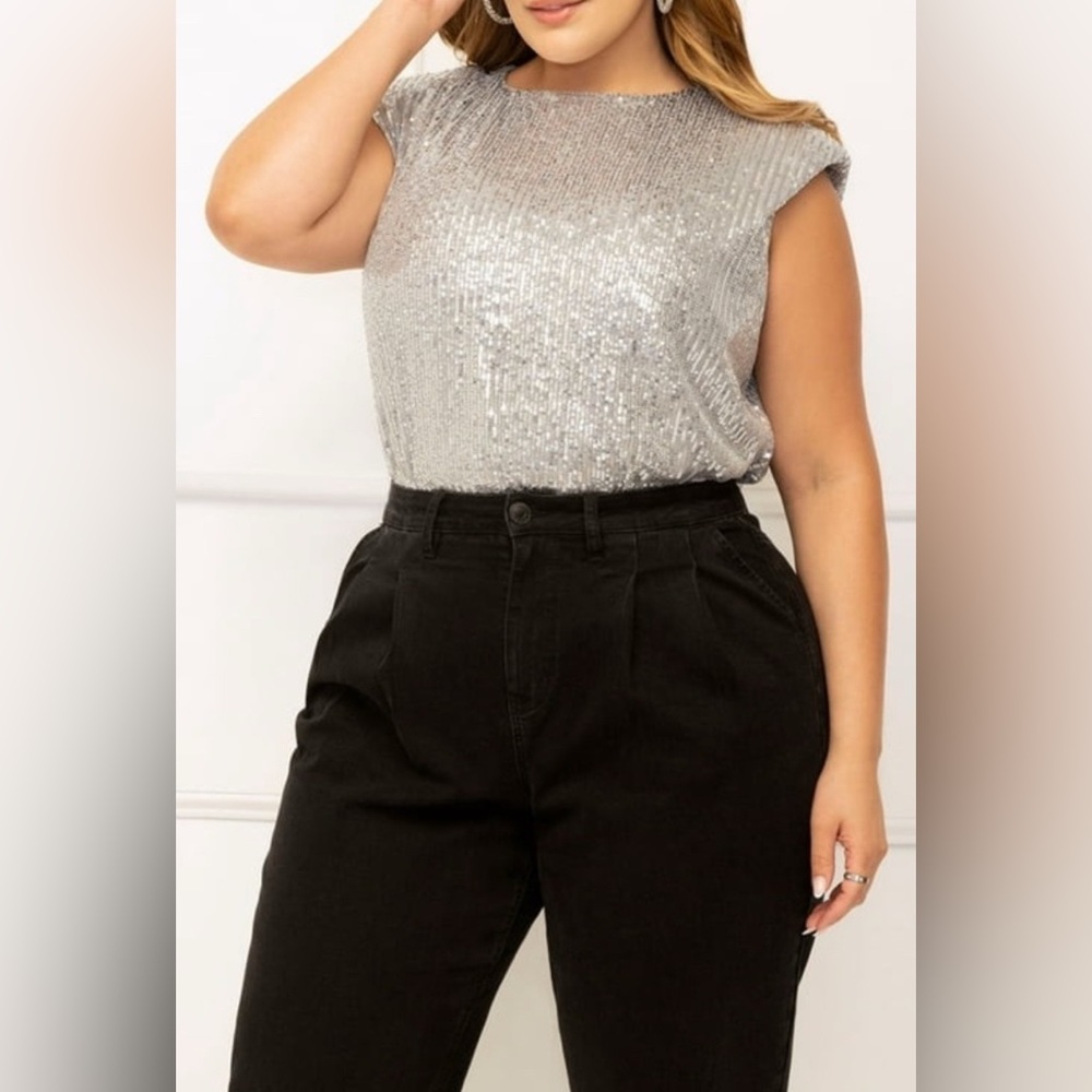 Eloquii Silver Sequin Top